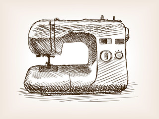 Sewing machine sketch style vector illustration