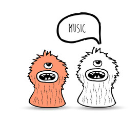 cartoon monster with thought bubble