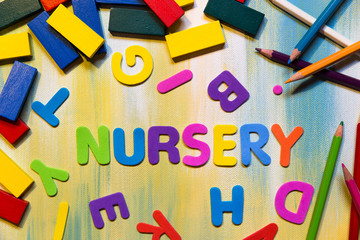 colorful letters, word nursery