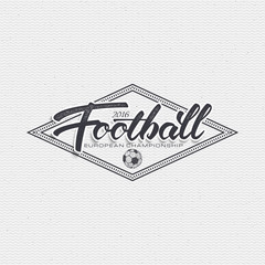 Football, Soccer tournament, championship, league Hand lettering badges labels can be used for design, presentations, brochures, flyers, sports equipment, corporate identity, sales
