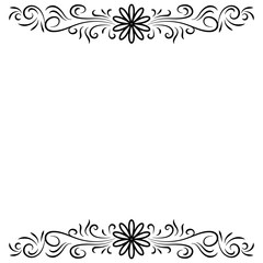 Doodle abstract black handdrawn flower frame
