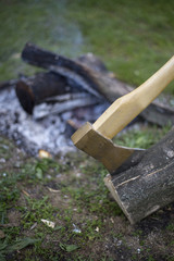 Camping in the woods.