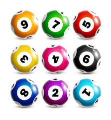 Colorful lottery balls isolated on white background.