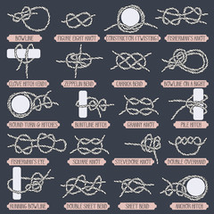 Set of nautical rope knots.