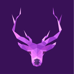 horned animal deer head illustration logo low poly modern style sign