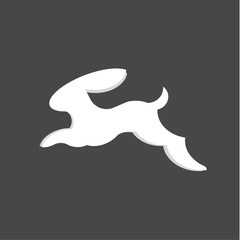 Jumping bunny rabbit, vector abstract minimalism flat illustrations