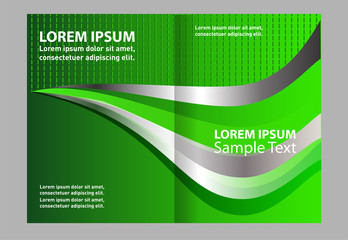 Fototapeta premium Bi-fold brochure template design with green color 