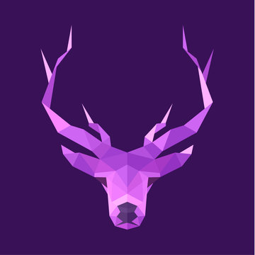 horned animal deer head illustration logo low poly modern style sign © DesignerVectoros