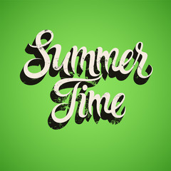 Summer Time calligraphic vintage design. Retro vector illustration.