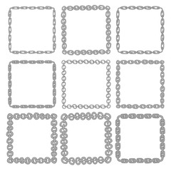 Set of 9 decorative square iron border frames.