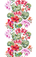 Watercolor geranium pattern