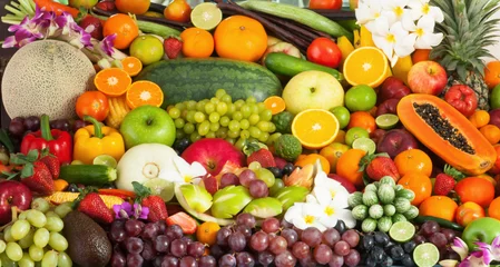 Foto op Plexiglas Groep verse groenten en fruit voor gezond © peangdao