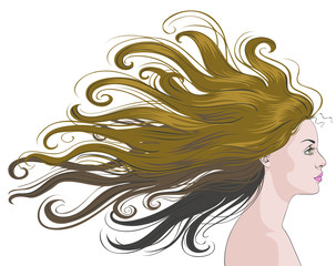 Woman with brown flowing hair