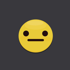 Illustration of a Poker-faced Smiley. Straight Face