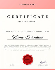 Certificate design.  Certificate border.  Certificate frame. Certificate and diploma. Certificate of achievement. Premium present certificate. Guilloche certificate