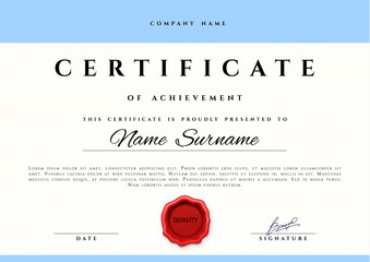 Certificate design.  Certificate border.  Certificate frame. Certificate and diploma. Certificate of achievement. Premium present certificate. Guilloche certificate