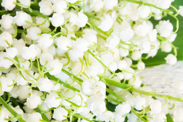 Background of lily of the valley flowers closeup