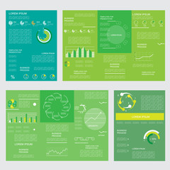 Brochures for business reports, cover layout and infographics
