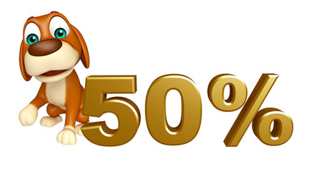 cute Dog cartoon character  with 50% sign