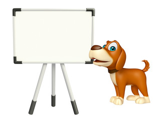 cute Dog cartoon character  with white board