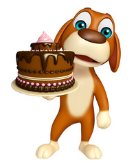 Dog cartoon character  with cake