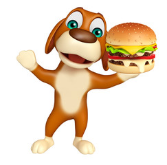 cute Dog cartoon character  with burger