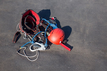 equipment for work at height. Belay devices for industrial climbing, climbing, alpinism,...