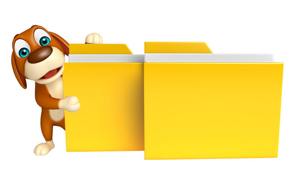 cute Dog cartoon character  with folder