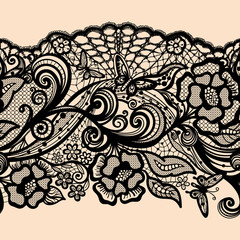 Abstract seamless lace pattern with flowers 
