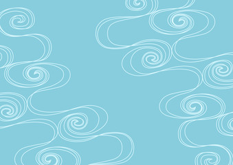 流水・和波模様の背景イラスト（水色）