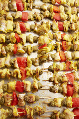 appetizer skewers the fish with vegetables, olives