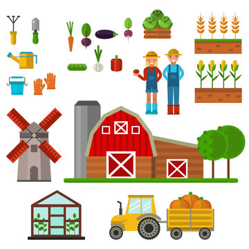 Farm symbols vector illustration.