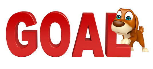Dog cartoon character  with goal sign