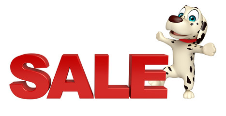  Dog cartoon character  with big sale sign