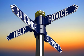 Crossroads sign - customer support