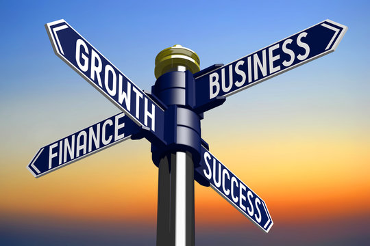 Crossroads sign - business success