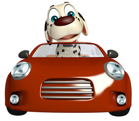 fun Dog cartoon character  with car
