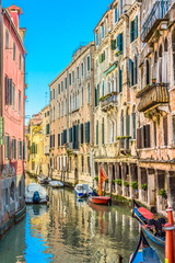 Water streets in Venice Italy. / Venice is located on Adriatic sea, one of main touristic city in the world, Italy, Europe. 