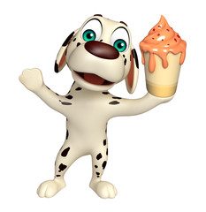 Dog cartoon character  with ice cream