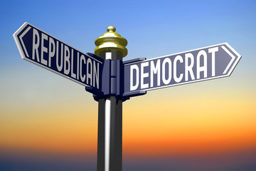 Crossroads sign - democrat or republican