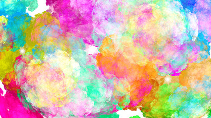 Mysterious psychedelic relaxation wallpaper. Multicolored clouds. Sacred geometry. Fractal abstract pattern. Digital artwork creative graphic design. Format 16:9 widescreen monitors.