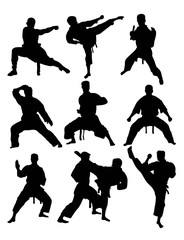 Taekwondo and Karate, art vector silhouettes design