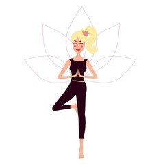 Girl yoga vector illustration © kaimena3