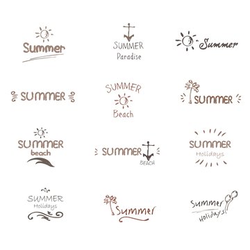 Hand drawn Summer Typography Labels