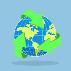 Recycling arrow symbol and planet Earth