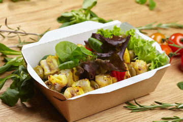 natural healthy food for breakfast fish with vegetables