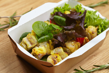 natural healthy food for breakfast fish with vegetables