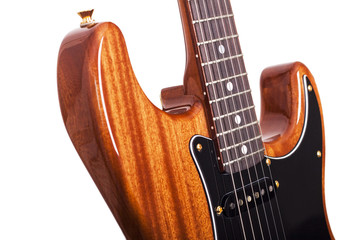 Obraz premium Close up of guitar on white background