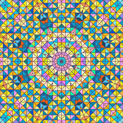 Abstract Colorful Digital Decorative Flower. Geometric Contrast Line Star and Blue Pink Red Cyan Color Artistic Backdrop