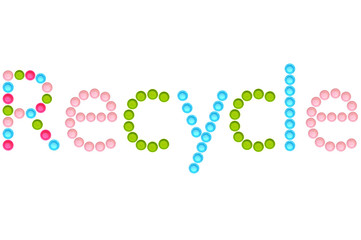 Recycle word on white background
